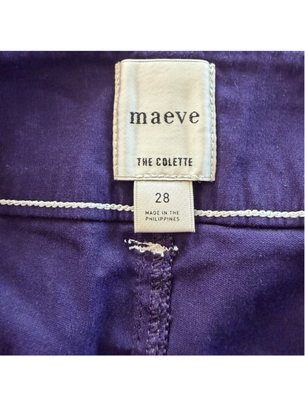 Meave Anthro Colette Crop Wide Leg Pants Contrast Stitch Purple Magic Fabric 28 - Picture 10 of 11